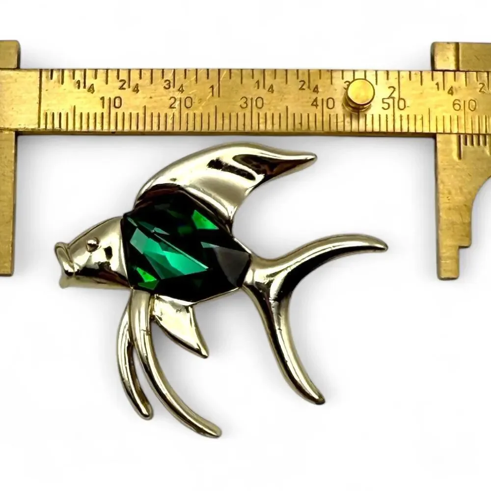 Vintage Sarah Coventry Tropicana Angel Fish Brooch Pin Watermelon Rhinestone
